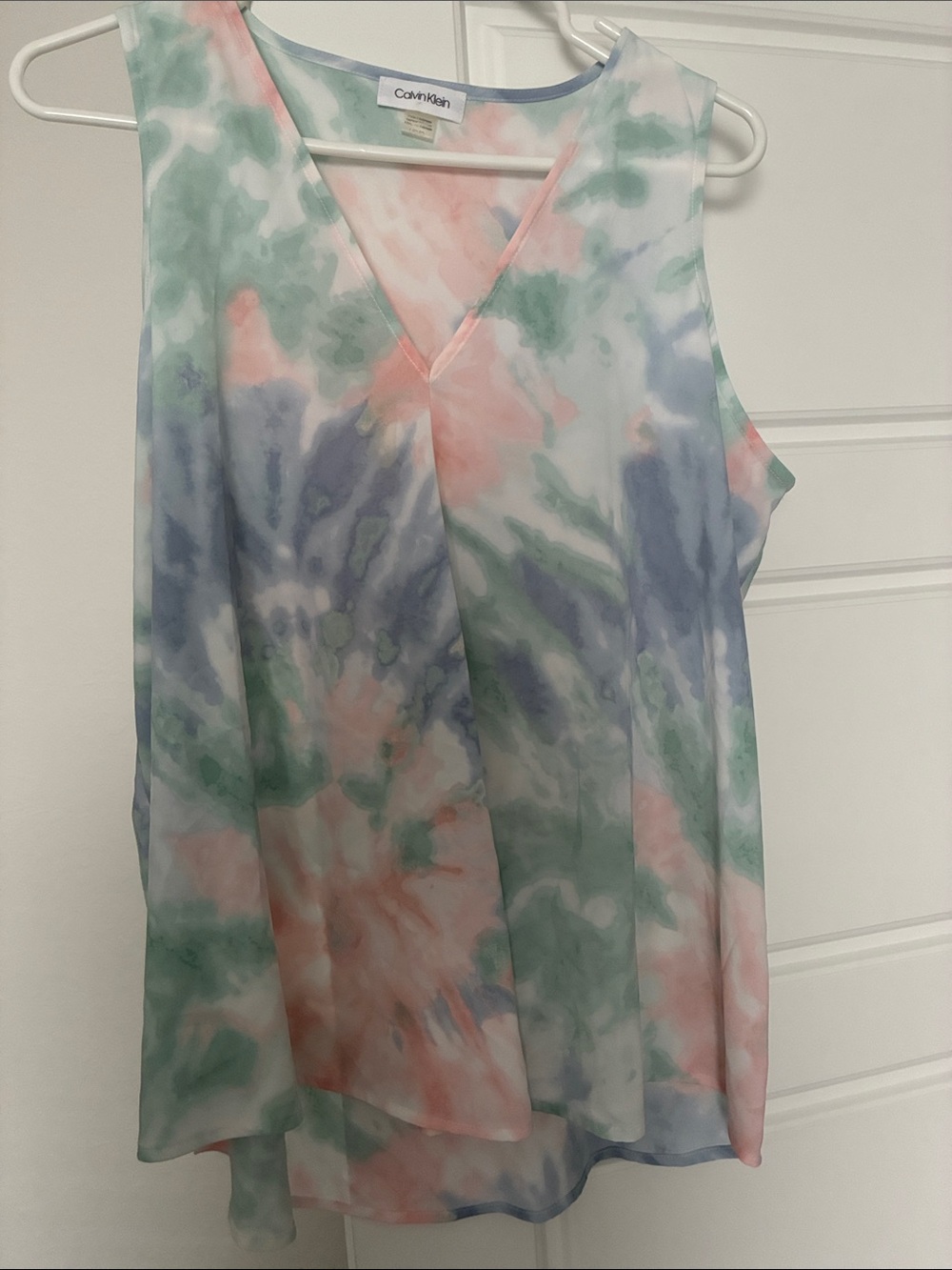 Calvin Klein Pastel Tie-Dye Sleeveless V-Neck Top